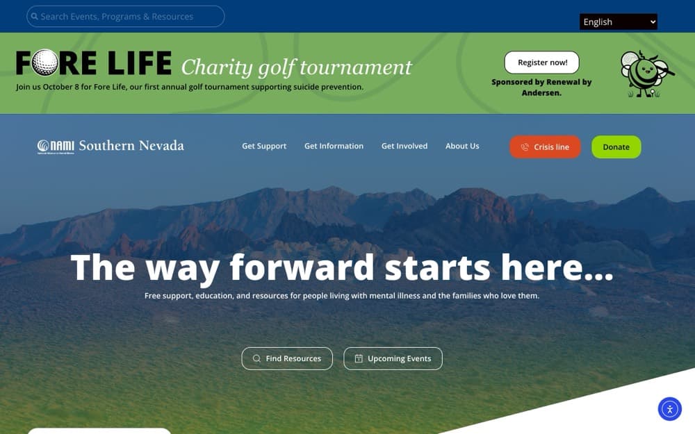 NAMI Southern Nevada website, built by Dazvix