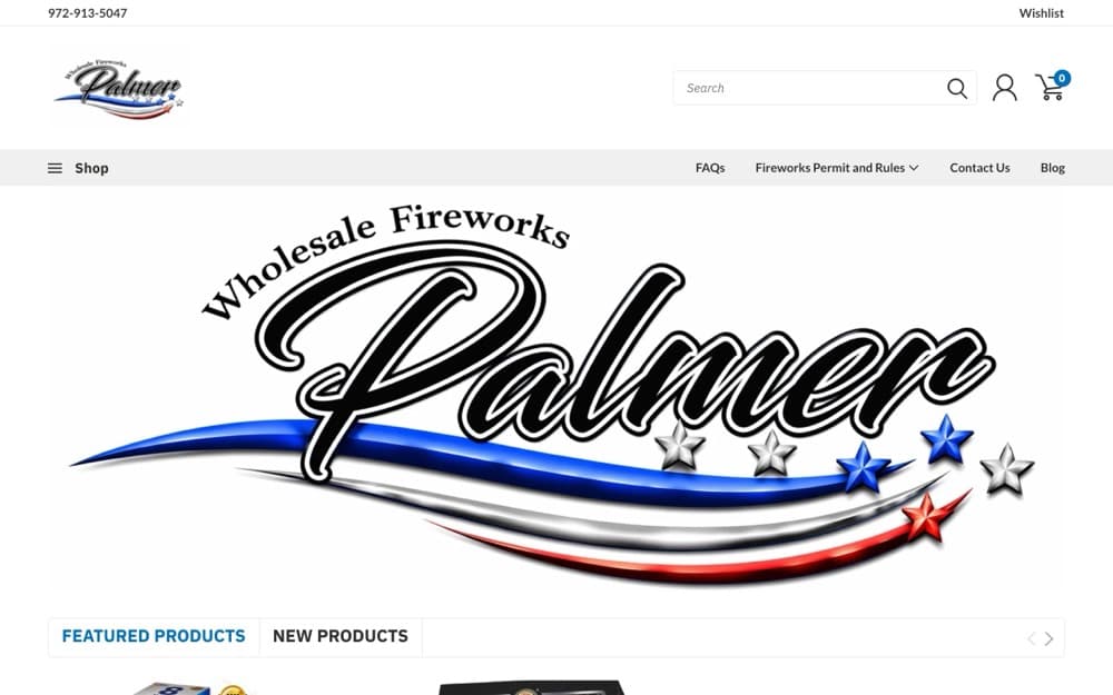 موقع Palmer Wholesale Fireworks، من تنفيذ Dazvix
